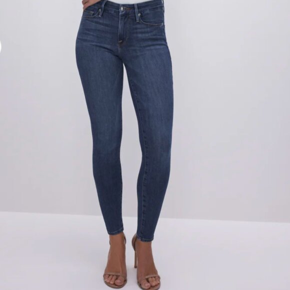 Good American Denim - Good American mid rise Good Legs Skinny Jeans 8 dark wash
